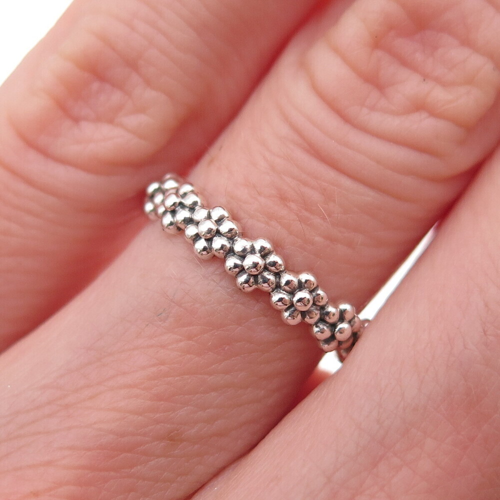 Pandora 925 Sterling Silver Anello Daisy Band Ring Size 5.25
